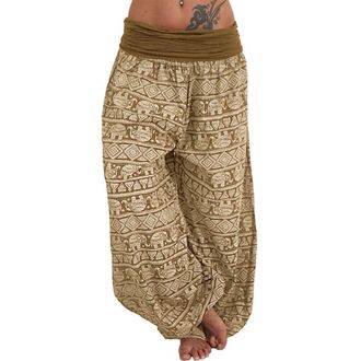Generic Harem Trousers Womens Extra Long Yoga Trousers Cotton Colourful Harem Trousers Colourful Hippie High Waist Harem Trousers Long Yoga Trousers Summer Al