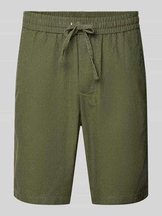 Only & Sons Regular Fit Shorts aus Baumwoll-Leinen-Mix Modell LINUS in Oliv, Gr&ouml;&szlig;e XL
