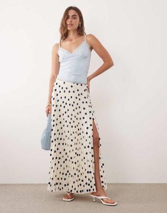 Abercrombie & Fitch Giselle - Gonna lunga color crema a pois-Bianco