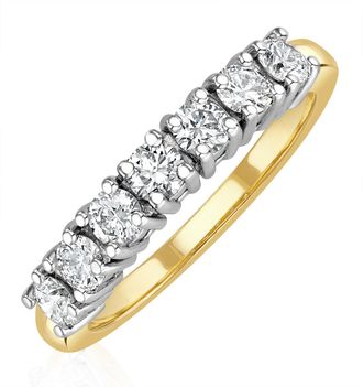 The Diamond Store Chloe 18K Gold 7 Stone Diamond Eternity Ring 0.75CT H/SI