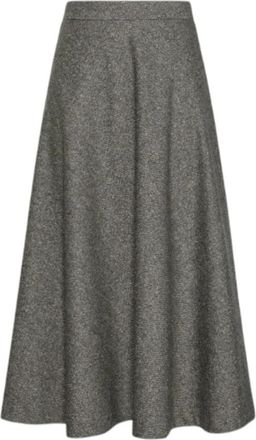 Max Mara Uitlopende midi-rok - Dames - Midirokken - Grijs - S - Wol - Rokken