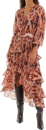 Allison New York Gemini Dress In Terracotta Ikat Print