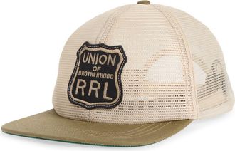 Ralph Lauren Logo Patch Mesh Snapback Trucker Hat in Brown/tan at Nordstrom