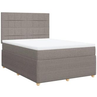 vidaXL Cama Box Spring Con Colch&oacute;n Tela Gris Taupe 140x200 Cm Vidaxl