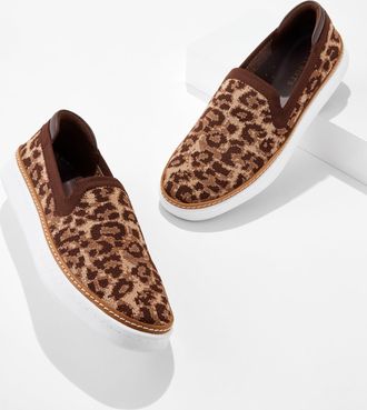 Talbots Brittany Knit Slip-On Sneakers - Dreamy Leopard - Brown - 10 1/2 M Talbots