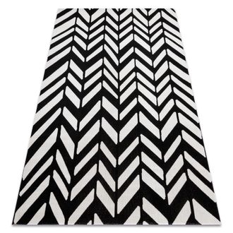 RugsX Tappeto Moderno Mundo E0571 Spina Di Pesce Da Esterno Beige / Nero Black 200x290 Cm