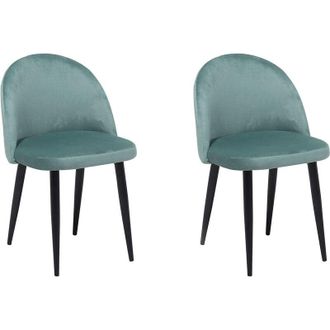 Beliani Set of 2 Dining Chairs VISALIA Velvet Mint Green