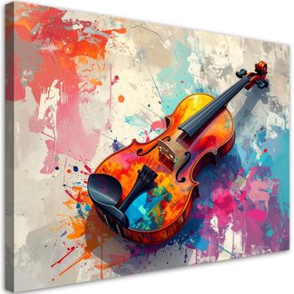 Feeby Cuadro En Lienzo, Viol&iacute;n De Colores, 100x70