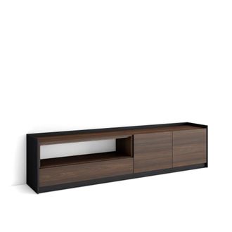 Skraut Home Mueble tv efecto madera roble oscuro y negro 208x37x50cm