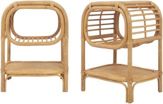 Sweeek Mesita de noche de rat&aacute;n natura curvado, set de 2, natural