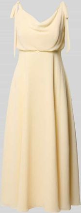 Jake*s Knielangens Cocktailkleid mit Zierschleifen in Hellgelb, Gr&ouml;&szlig;e 32