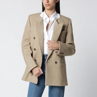 Victoria Beckham Giacca Beatrice doppiopetto in lana color cammello