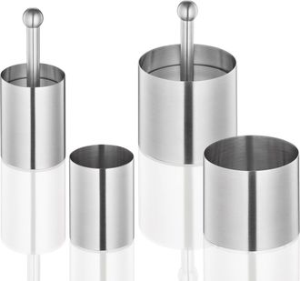 K&uuml;chenprofi Stainless Steel 6-Piece Food Mold Forming Rings with Tamper/Pushers, Silver