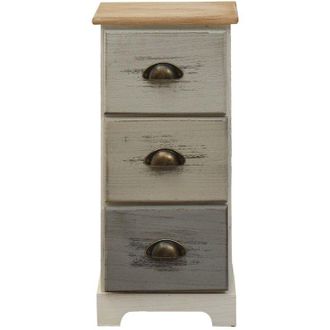 Mobili Rebecca Mobili Rebecca - Rebecca Mobili Mesita de Noche 3 Cajones Madera Blanco Romantico 62x29x25