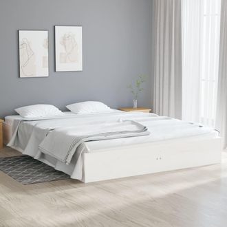 vidaXL Estructura De Cama Sin Colch&oacute;n Madera Maciza Blanco 120x190 Cm Vidaxl