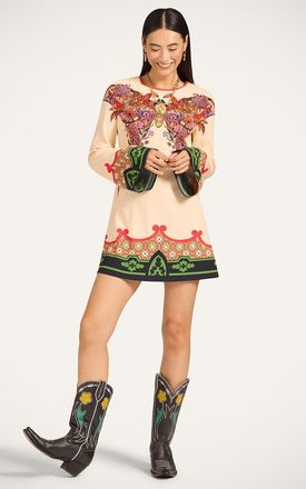 La DoubleJ Mini Supremes Swing Dress Plac&eacute;e in Mariposa Plac&eacute;e Ivory at Nordstrom, Size X-Small