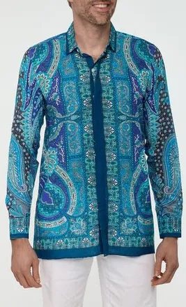 Ranee&rsquo;s Paisley Button-Up Resort Shirt in Blue at Nordstrom Rack, Size Xx-Large