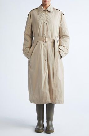 Moncler Yevre Down Trench Coat in Woodsmoke at Nordstrom, Size 00