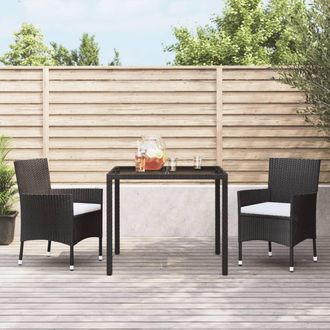 vidaXL Sillas De Jard&iacute;n Con Cojines (2 Unidades), Rat&aacute;n Sint&eacute;tico Negro (solo Reino Unido, Irlanda, Finlandia Y Noruega) Vidaxl