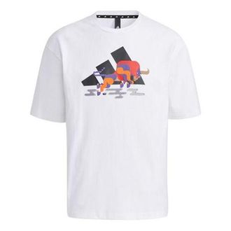 adidas CNY GFX T Subject Pattern Training Sports Short Sleeve White GP1835