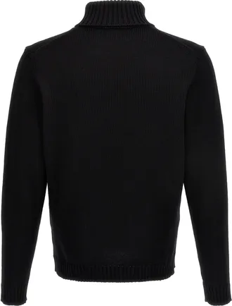 Zanone Ribbed Wool Turtleneck Sweater - Black