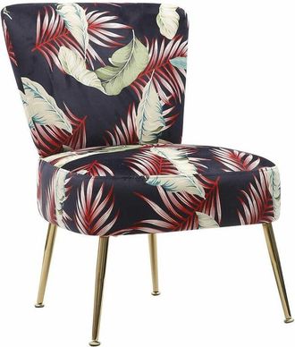 Home Heavenly Home Heavenly - Butaca descalzadora salón-dormitorio MOMOA. Patas doradas. Elegante y atrevido estampado. Estampado: Amazonica