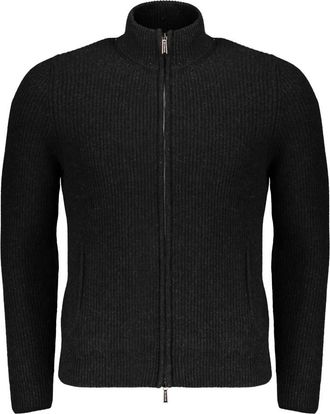Moorer Zip Cardigan - Heren - Cashmere truien - Zwart - S - Kasjmier - Truien & Vesten