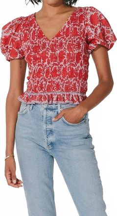 Cleobella Bella V-Neck Top In Red Flora