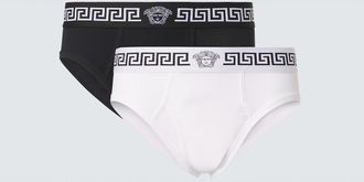Versace Set de 2 bragas Greca Border en mezcla de algod&oacute;n