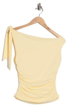 Wayf Bow One-Shoulder Ruched Top in Butter Yellow at Nordstrom Rack, Size X-Small