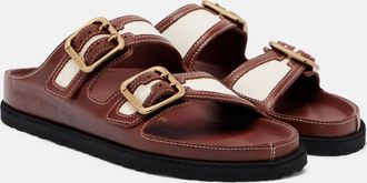 Birkenstock Arizona leather and canvas sandals