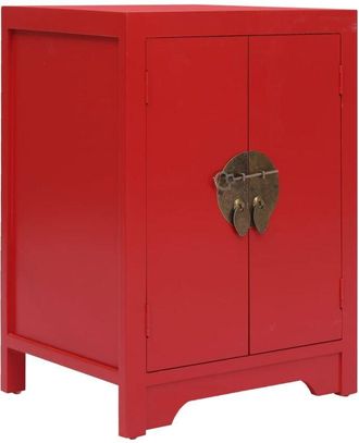 vidaXL Mesita de noche madera de Paulownia rojo 38x28x52 cm vidaXL
