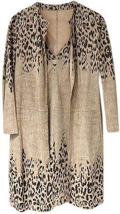 Drome Beige Leopard Print Leather Dress & Jacket Size S