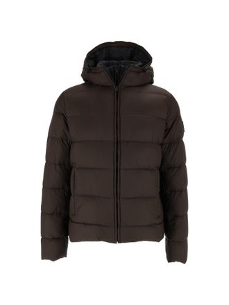 Fay Blue Hooded Horizontal Quilted Down Jacket