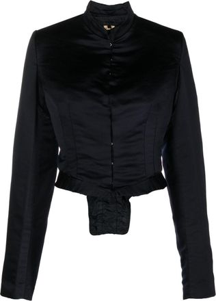 Comme Des Garçons corset-style satin cropped jacket - women - Polyester/Polyester - M - Blue