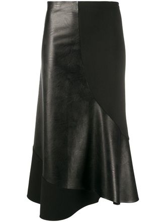 Stella McCartney ruffled midi skirt - women - Spandex/Elastane/Wool - 42 - Black