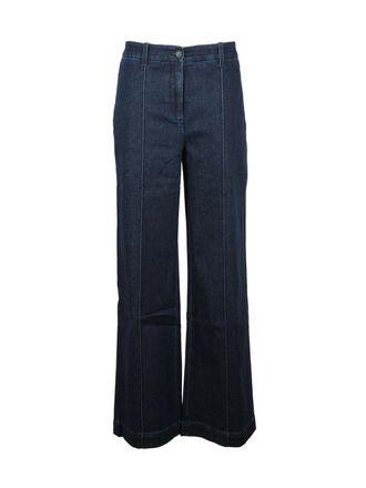 Eleventy Blue Cotton-Blend Stretch Wide-Leg Jeans