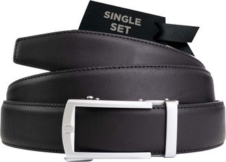 Nordform Mens Belt Without Holes Leather Belt Ratchet Automatic Buckle Men - Size Adjusted - Handmade - Scandinavian Quality, Matte black, 135 cm