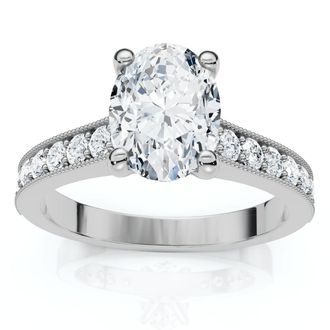 Pompeii3 1 1/3Ct Oval Diamond Engagement Ring 14k Gold or Platinum Lab Grown