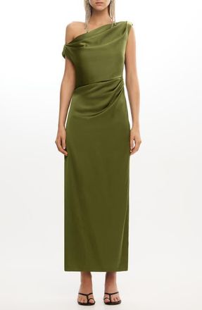 Significant Other Alyssa Pleated One-Shoulder Satin Gown in Fern at Nordstrom, Size 10 Us