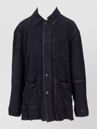 Parosh long sleeve collared jacket front and chest pockets