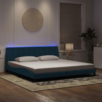 vidaXL Estructura De Cama Con Led Sin Colch&oacute;n Hanko Terciopelo Azul 200x200 Cm Vidaxl