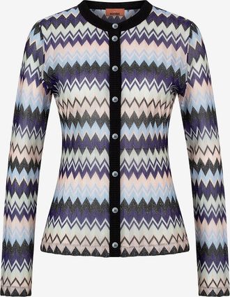 Missoni Feiner taillierter Cardigan mit glitzerndem Fischgrat-Muster