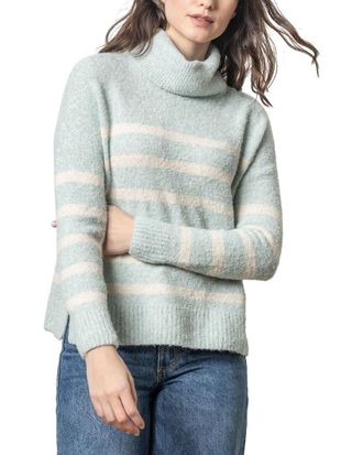 Lilla P Striped Turtleneck Wool-Blend Sweater