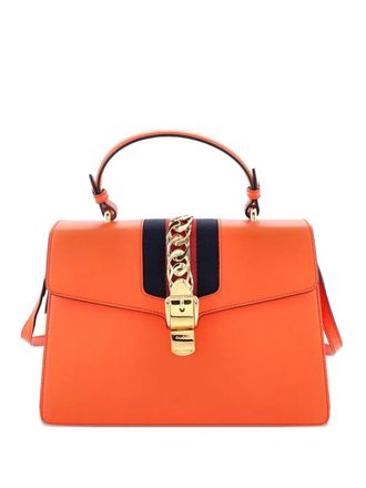 Gucci Sylvie Top Handle Bag Leather Medium satchel - Orange
