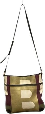 Bally Pre-owned Cross Body Bags, female, Multicolor, Size: ONE SIZE Pre-owned Busy B Logo Canvas Shoulder Bag