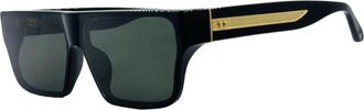 Linda Farrow Rechthoekige zonnebril met gouden details - unisex - Zonnebrillen - Zwart - ONE Size - Accessoires