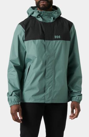 Helly Hansen Vancouver Waterproof Hooded Rain Jacket in Opal Green at Nordstrom, Size Xx-Large