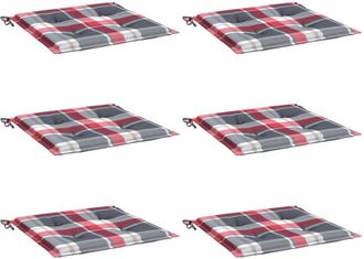 vidaXL Cojines De Silla De Jard&iacute;n 6 Uds Tela A Cuadros Rojo 40x40x3 Cm Vidaxl