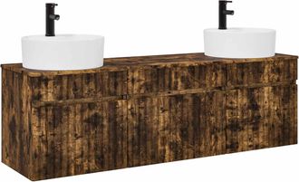 vidaXL Juego De Muebles De Ba&ntilde;o 3 Uds. Roble Ahumado 49 X 44,5 X 65 Cm Vidaxl